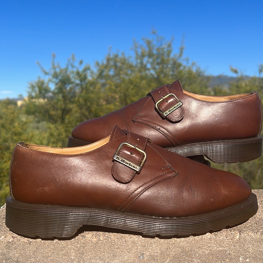 🏴󠁧󠁢󠁥󠁮󠁧󠁿 Vintage MIE Dr. Martens Brown Monk Strap Loafers UK 6